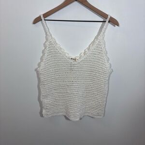 Mo:Vint Crochet Knit White Boho Beachy Tank New With tags Size M/L Cotton